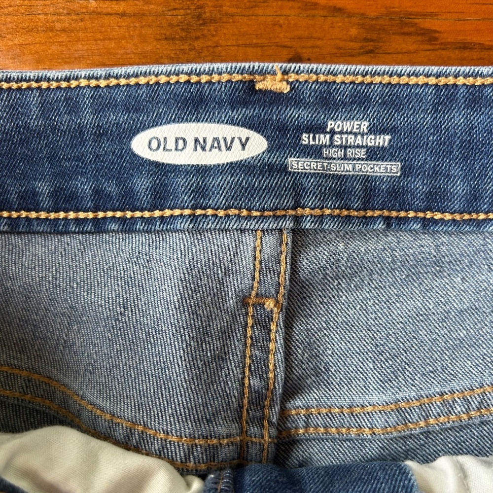 Old Navy HR Slim Straight Denim Distressed Jeans 8 Tall - Picture 4 of 5